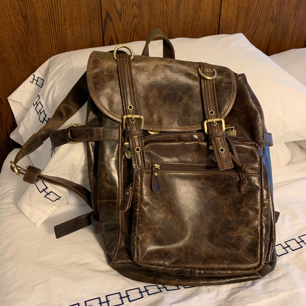Large leather backpack